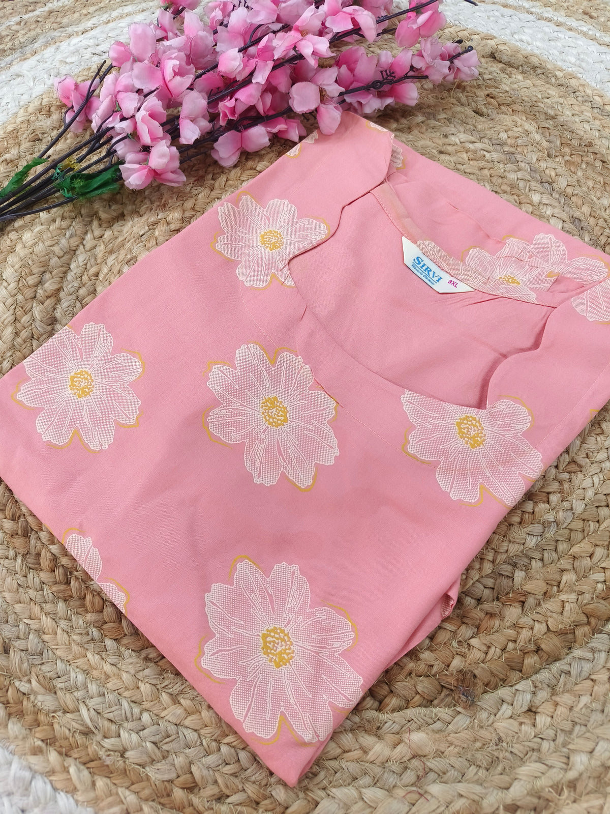 Light Pink Rayon straight kurta