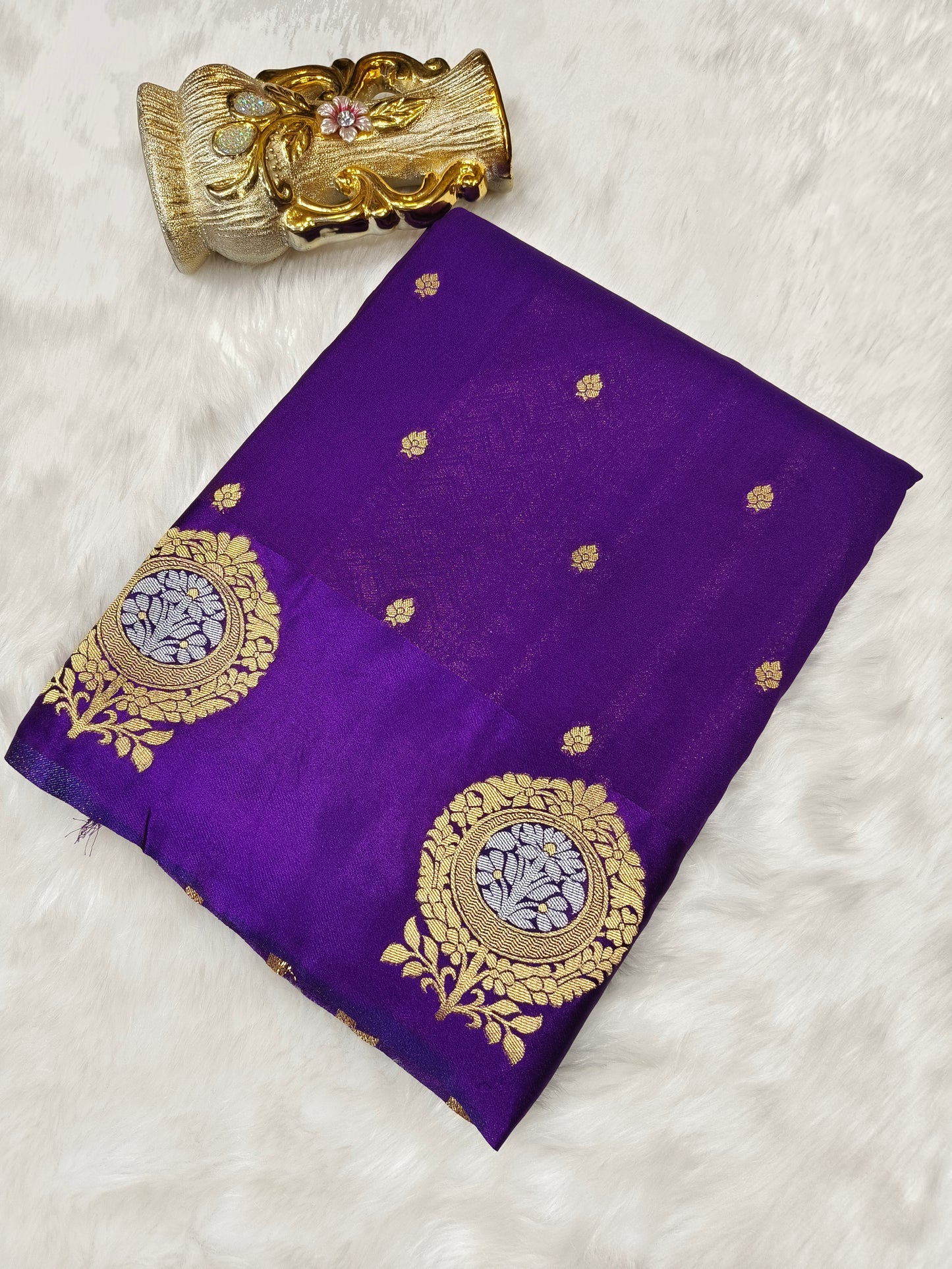 Purple viscose silk saree