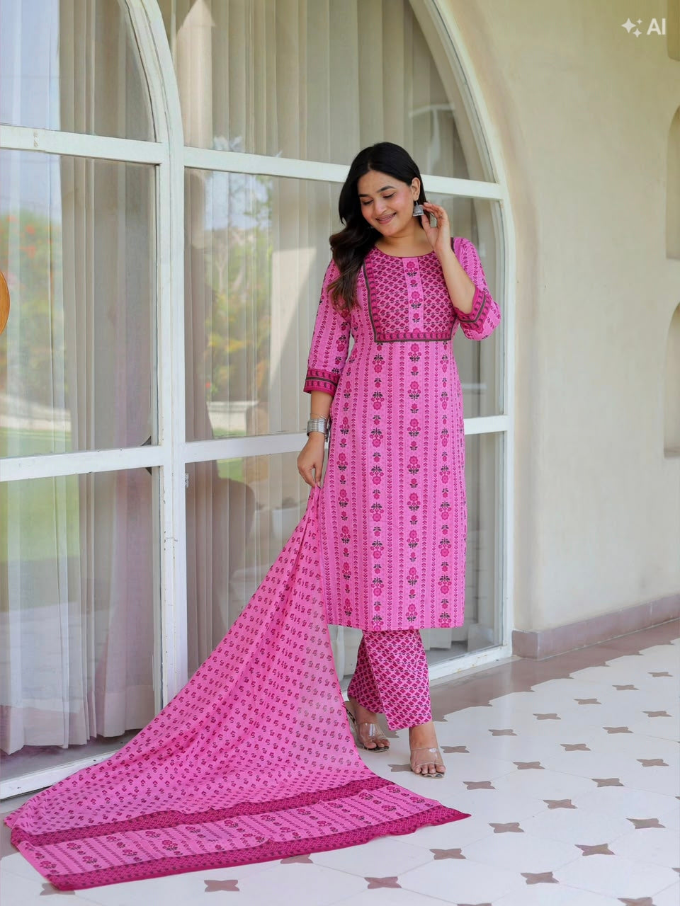 Pink Aarvi Pure Cotton Suit