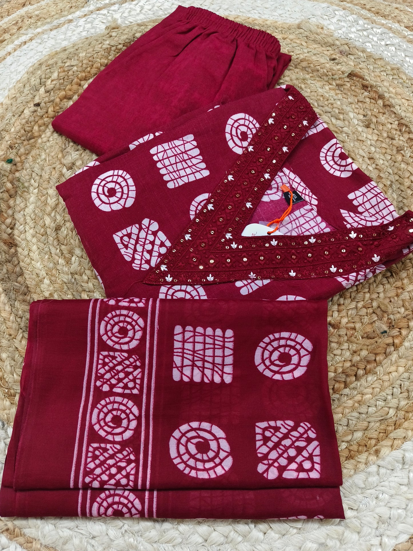 Red Cotton sets with duppatta