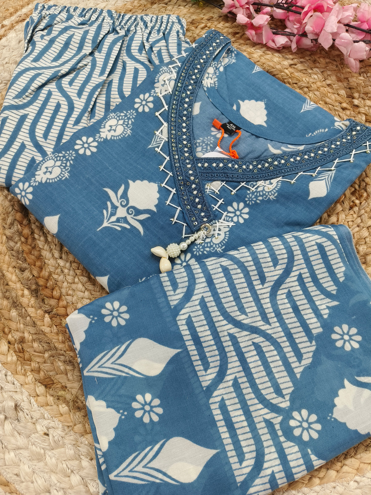 Blue cotton sets with duppatta