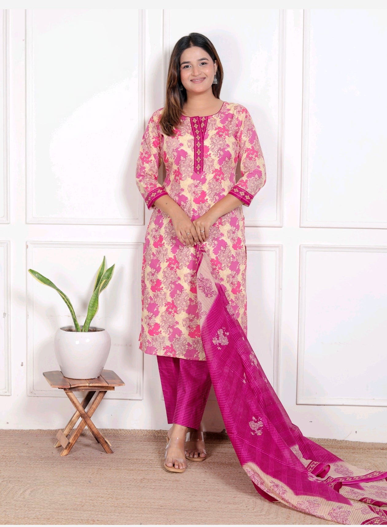 Pink Pure Cotton Suit