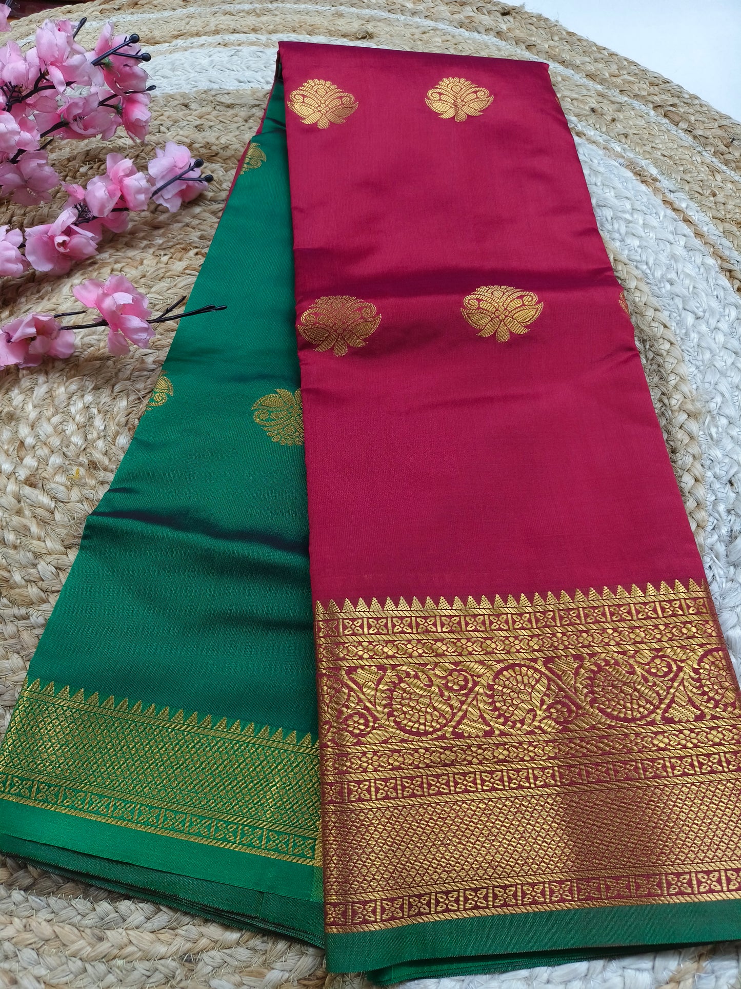 Maroon Semi kanchi silk saree
