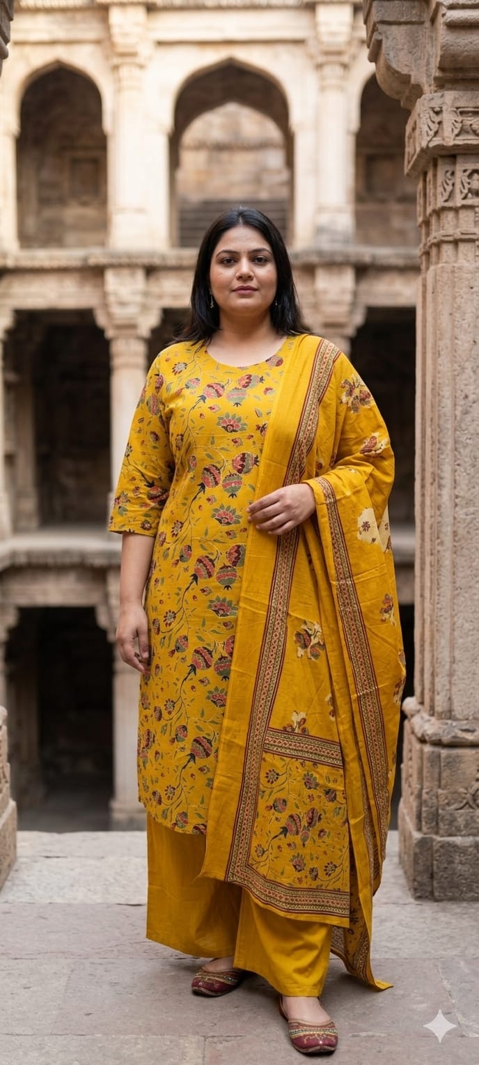 Yellow cotton salwar suites