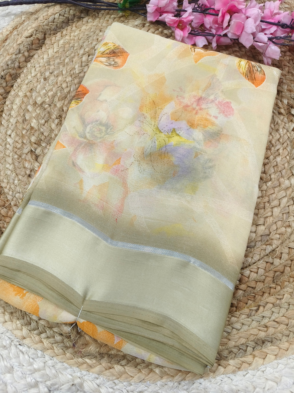 Light cream Georgette saree