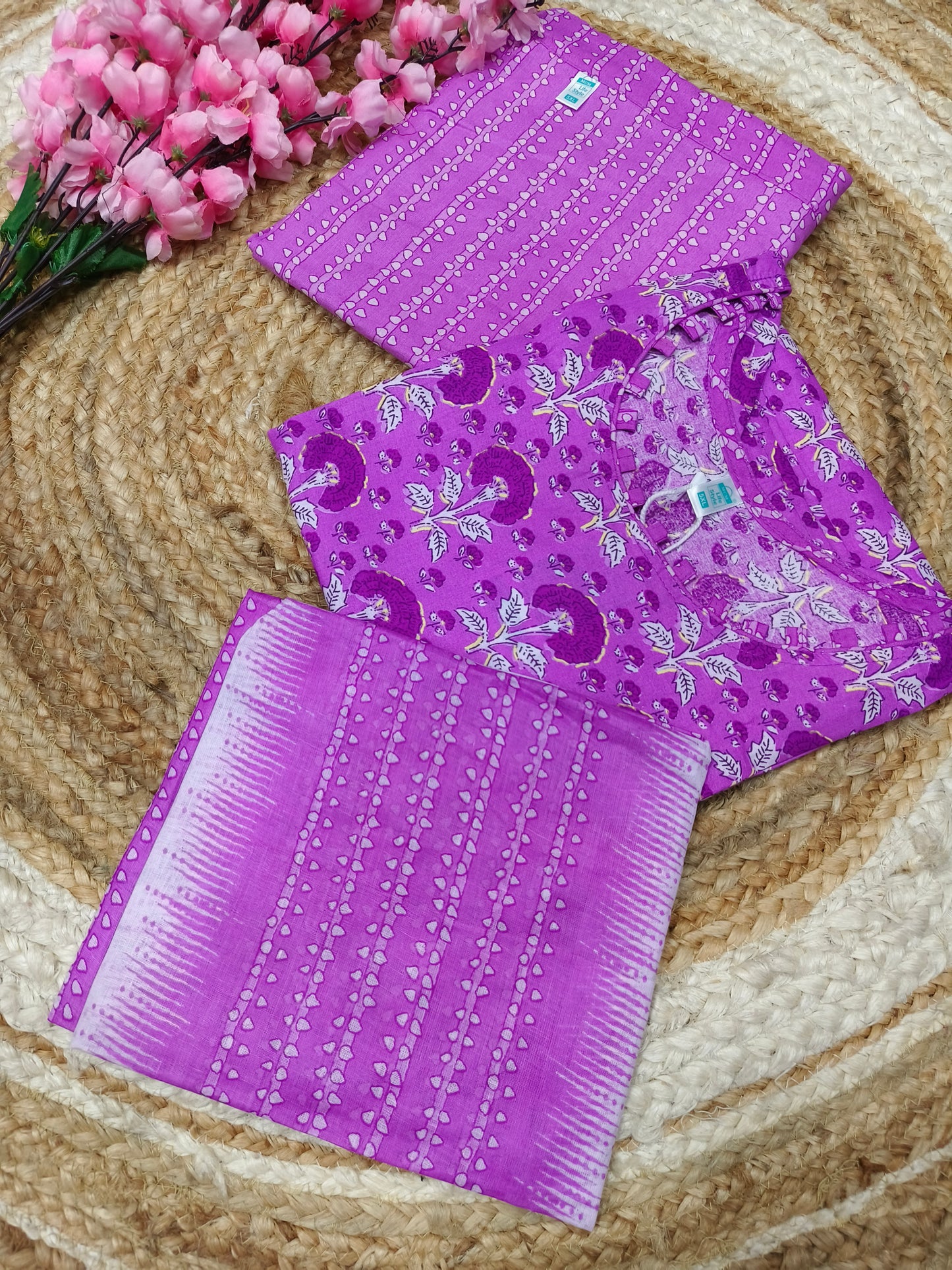 Pink Pure Cotton sets with duppata