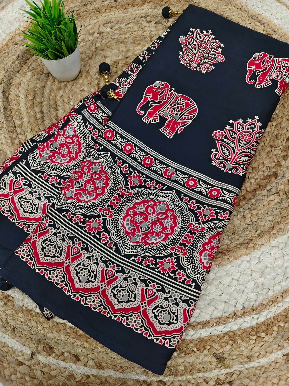 Black modal silk saree