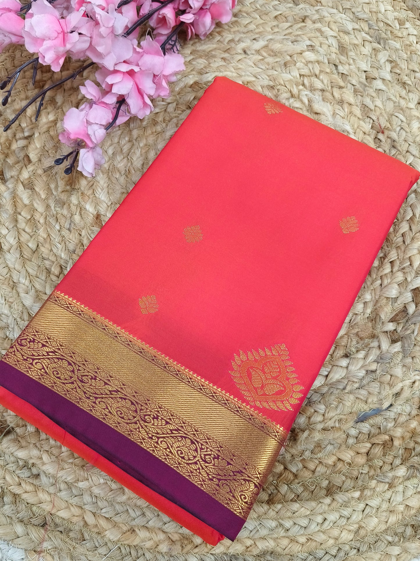 Red Elegant semi kanjivaram silk saree