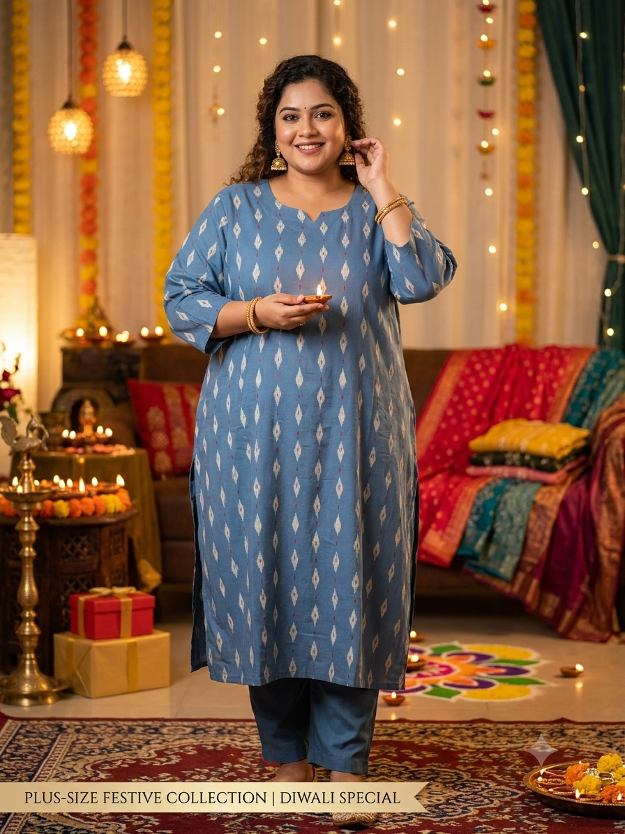 Blue Rayon straight kurta