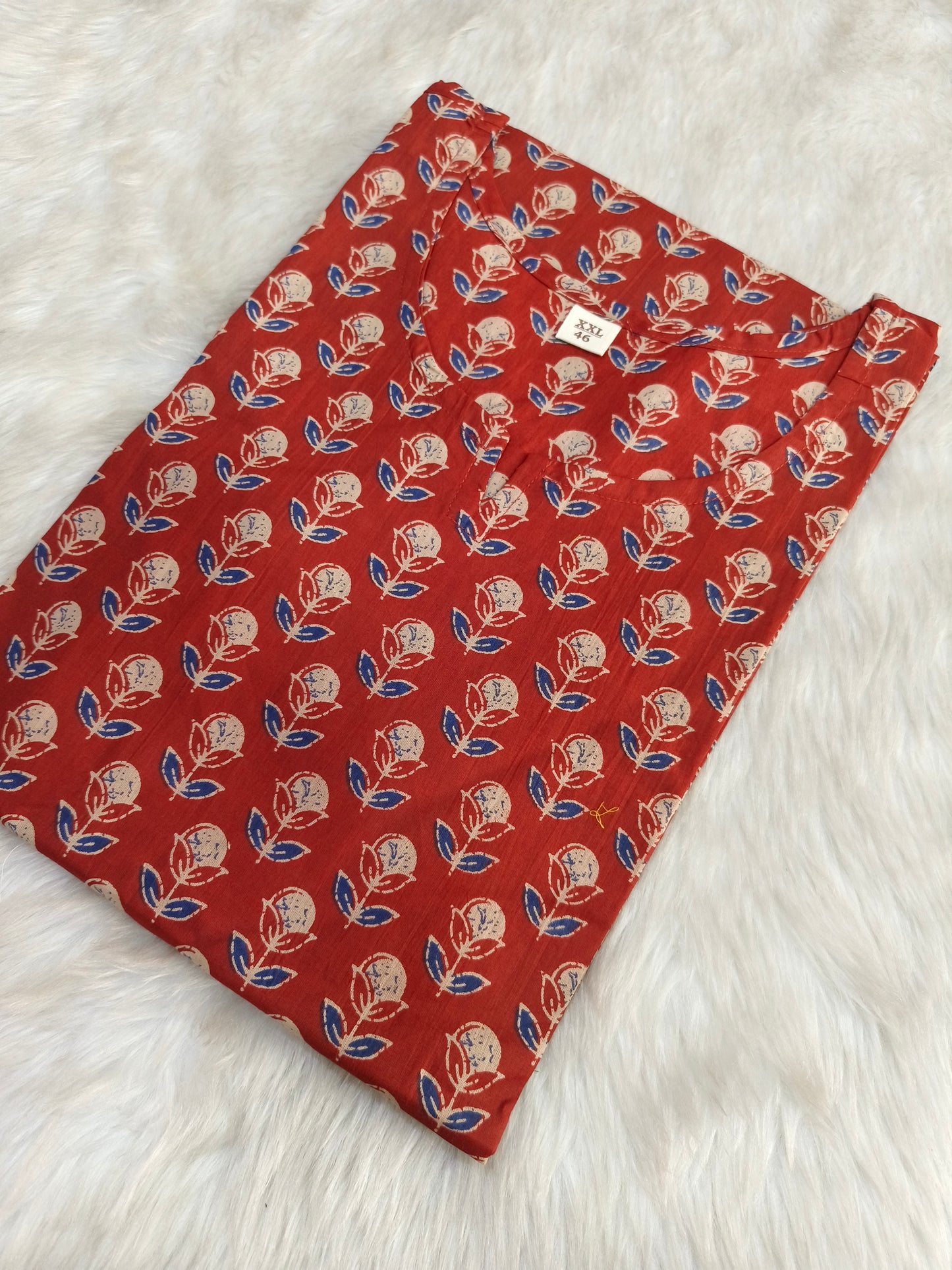 Orange Cotton short Kurtis