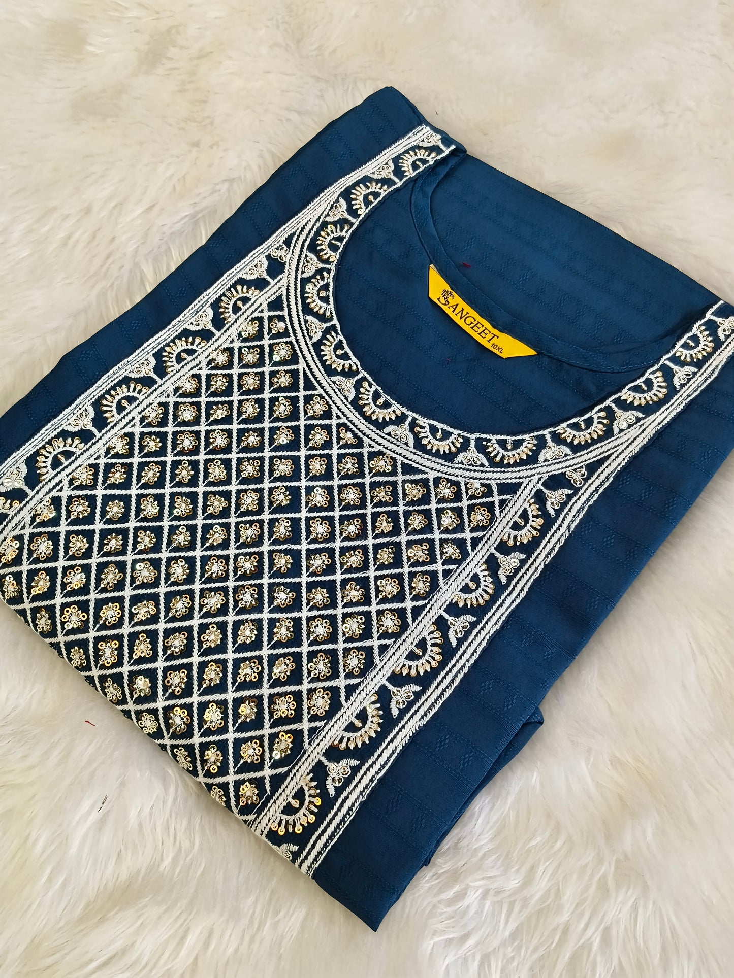 peacock Blue straight cut kurti