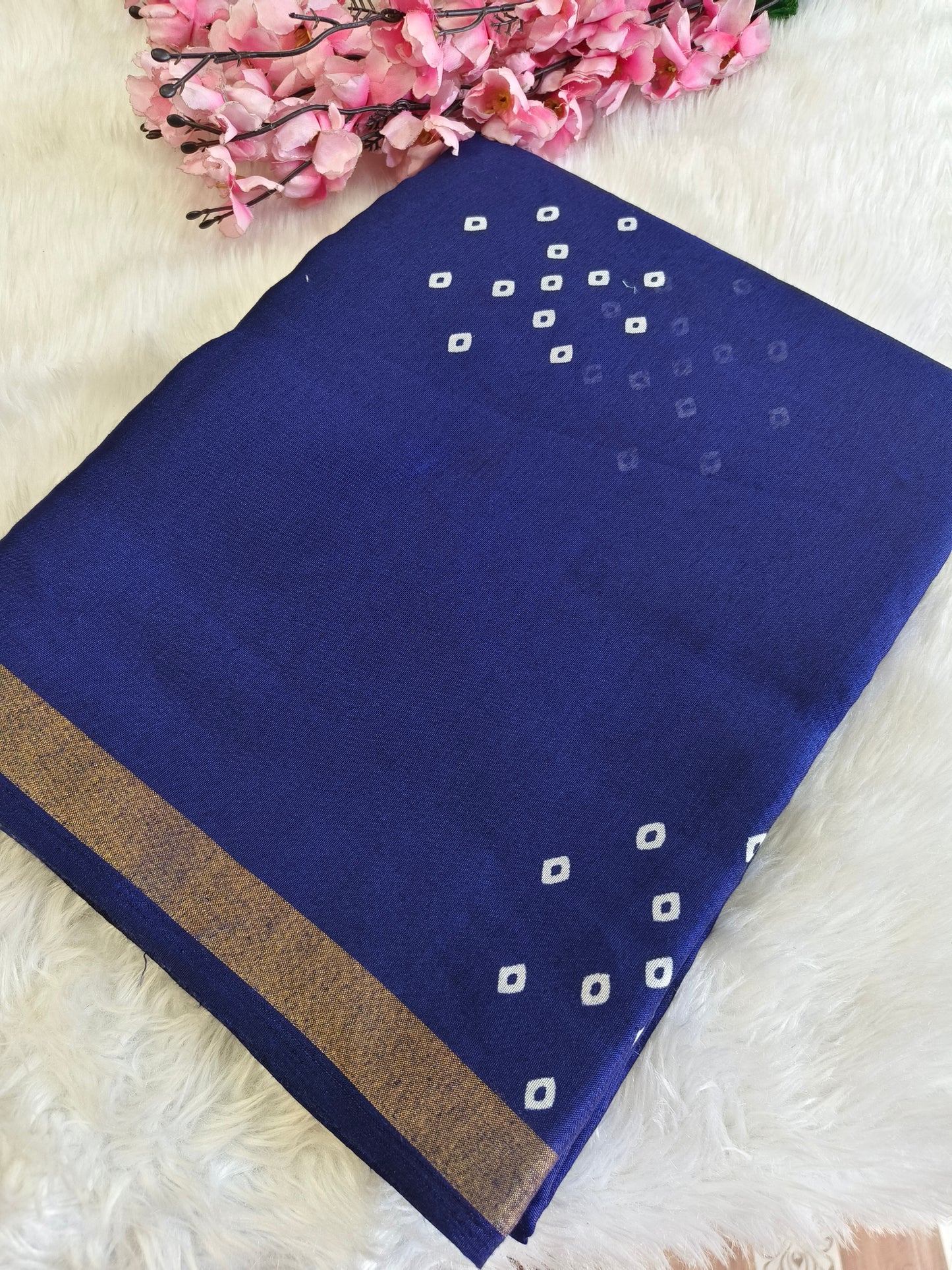 Navy Blue Soft Lenin silk saree