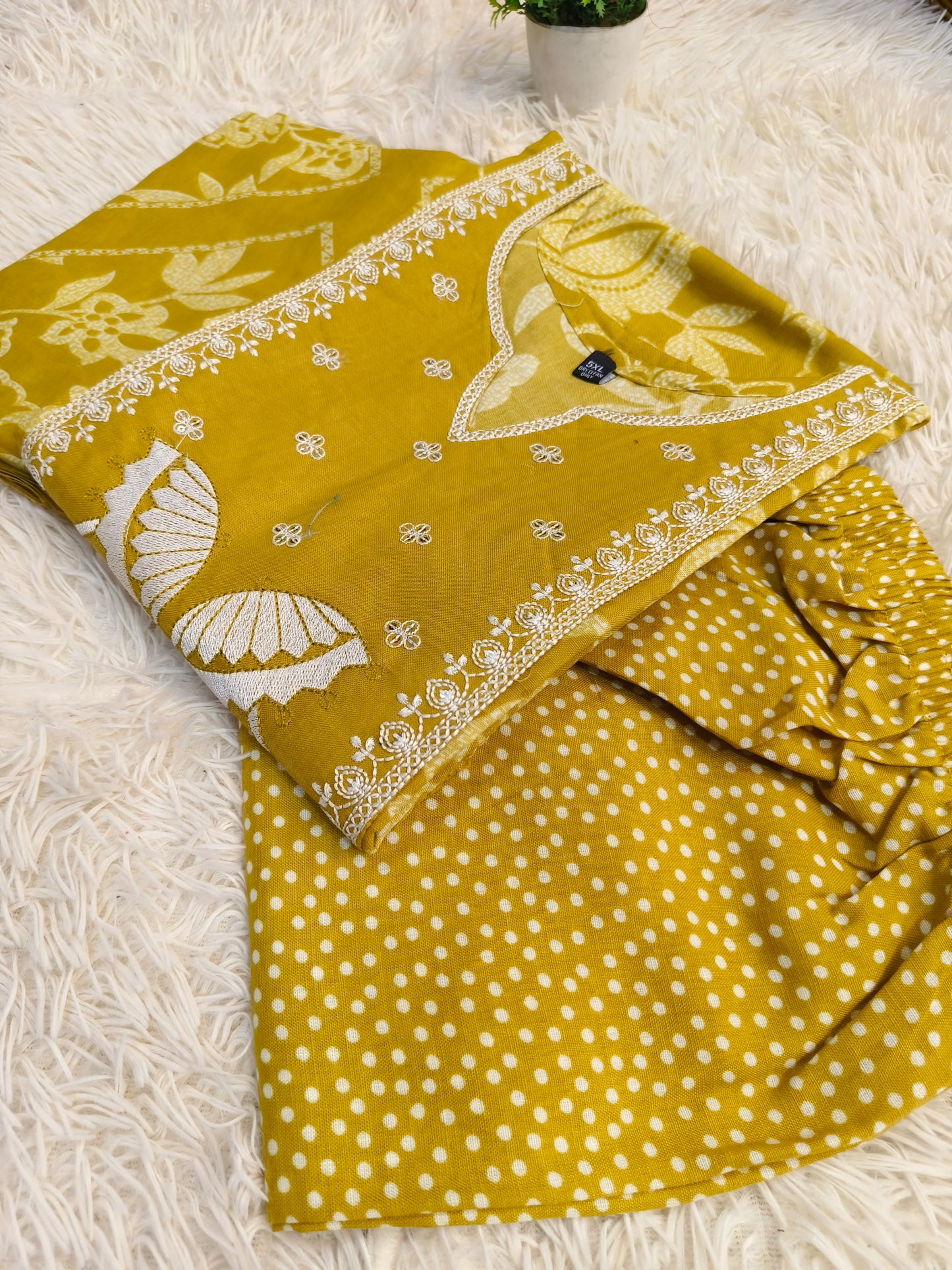 Yellow cotton sets with duppata