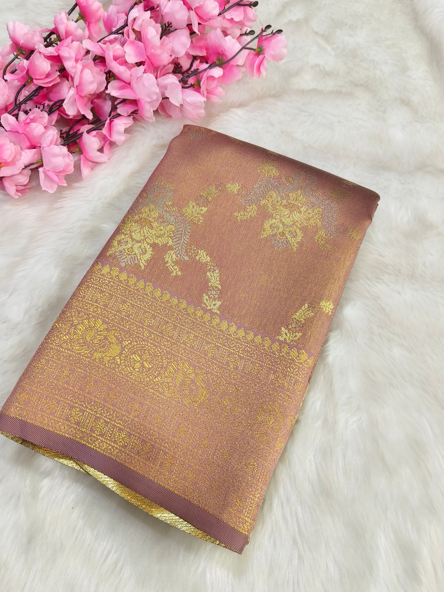 Cremish semi bridal tissues silk saree