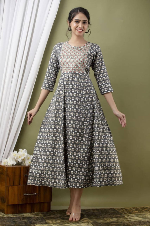 Grey Designed Anarkali Gown