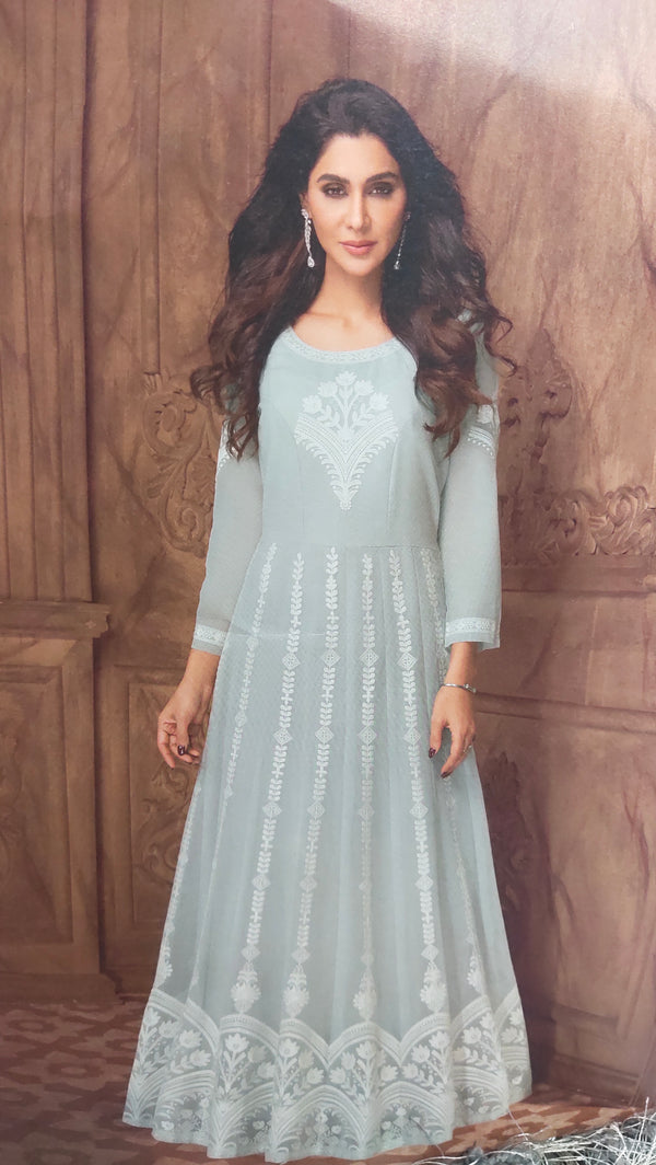Light Grey Designer Anarkali Gown