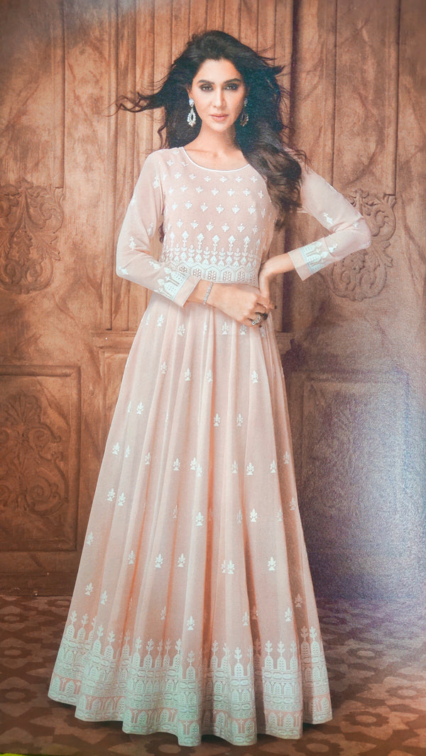 Light Peach Designer Anarkali Gown