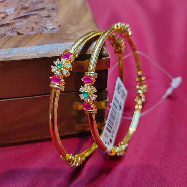 GOLD PLATED STONE BANGLE - WHITE,RED