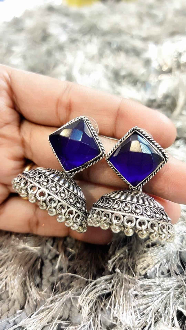 Navy Blue  Stone Earrings