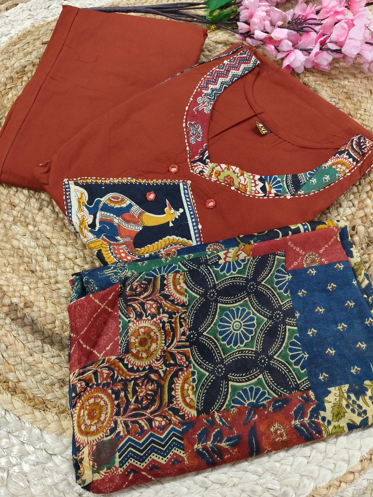 Rustic orange cotton salwar suits
