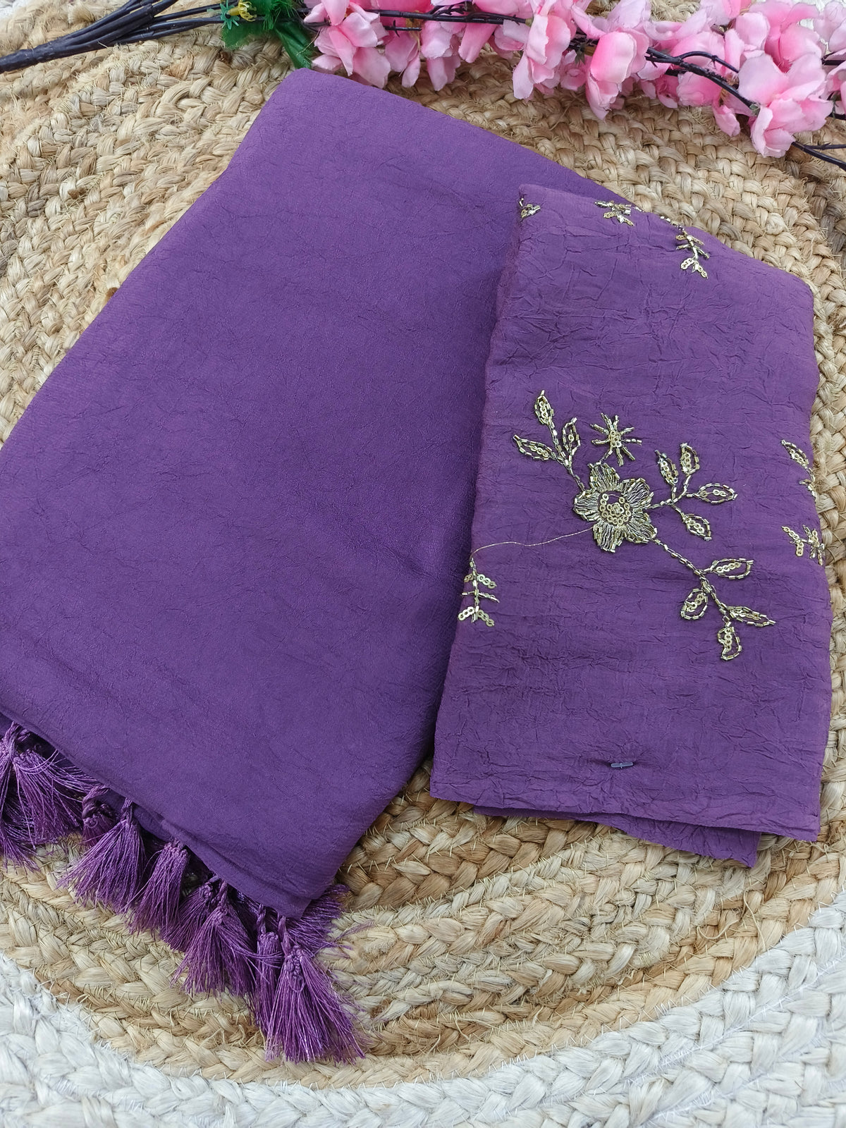Lavender Elegant designer saree