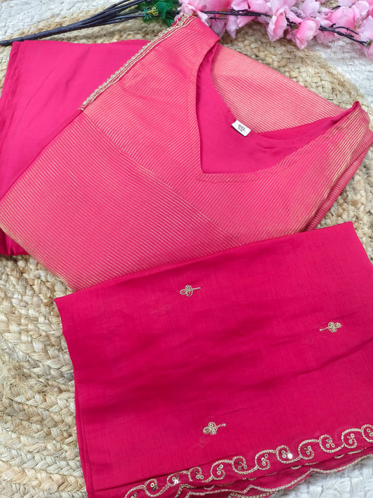 Rani Pink Elegant  A - Line Designer suits