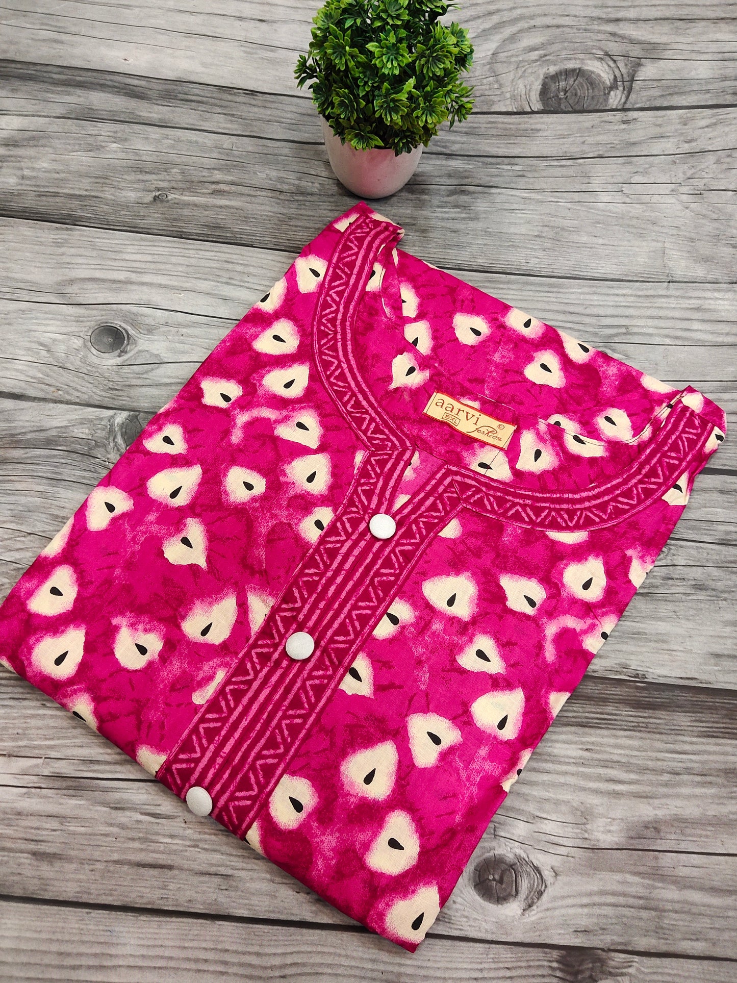 Pink cotton side cut kurti