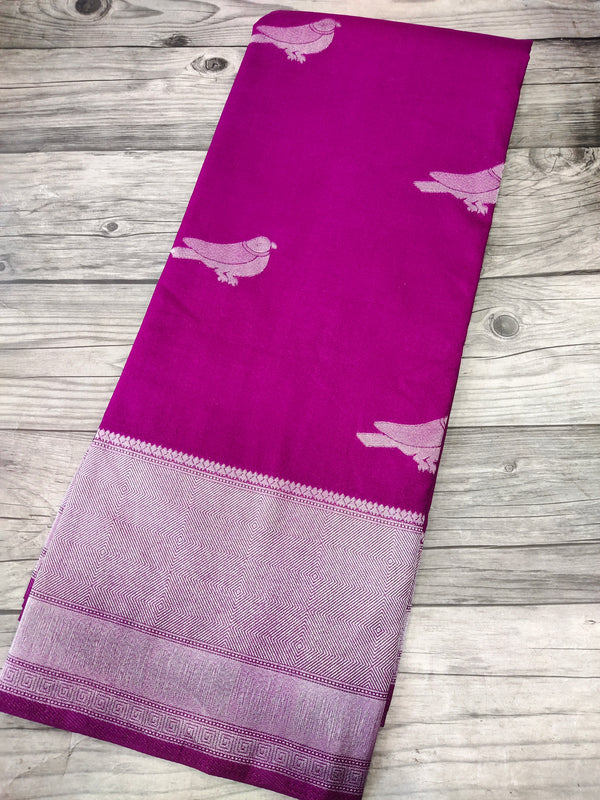 Magenta Khadi Georgette saree