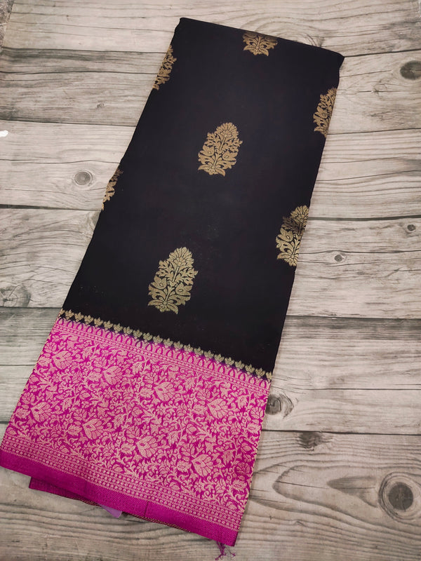 Black Khadi Georgette saree