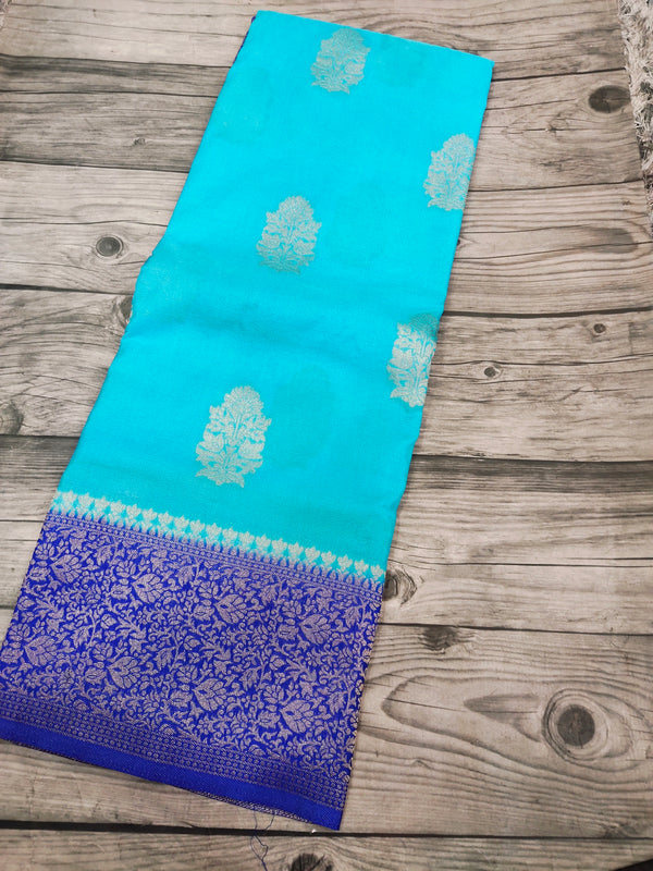 Sky blue Khadi Georgette saree