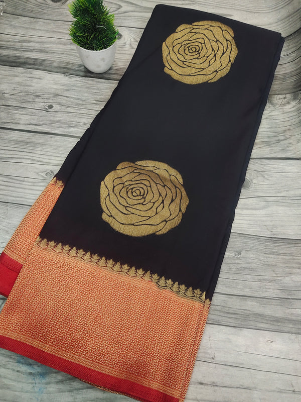 Black Khadi Georgette saree