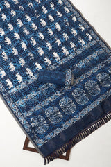 Indigo Chanderi saree