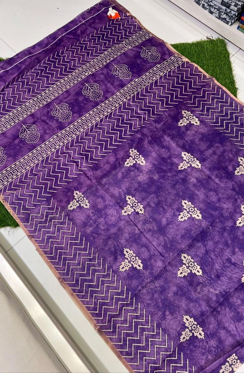 Light lavender Chanderi saree