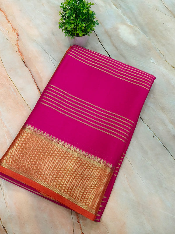 Rani pink Semi Mysore Silk saree