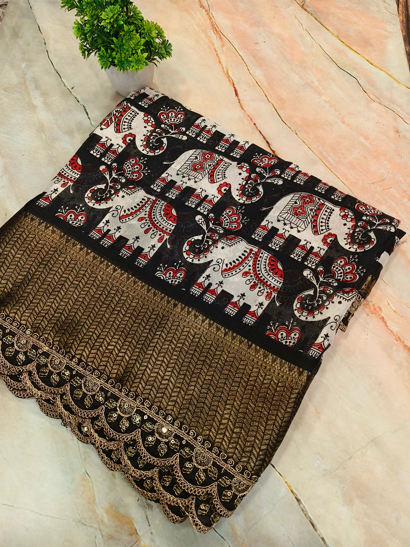 Black cotton silk saree