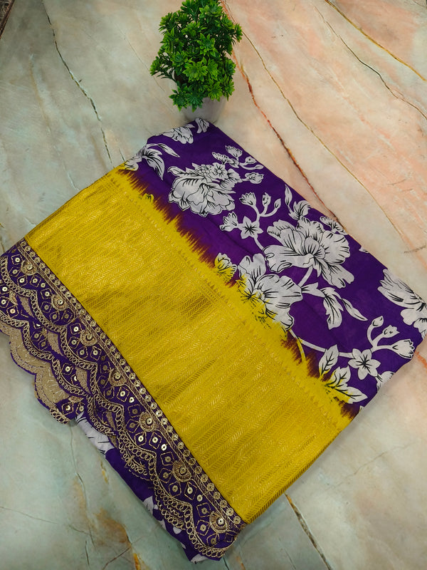 Wine with yellow dola silk saree