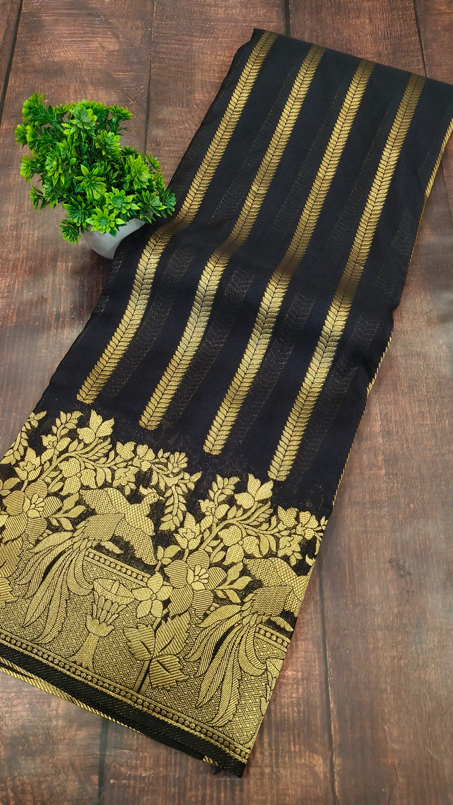 Black Banarasi silk Georgette saree