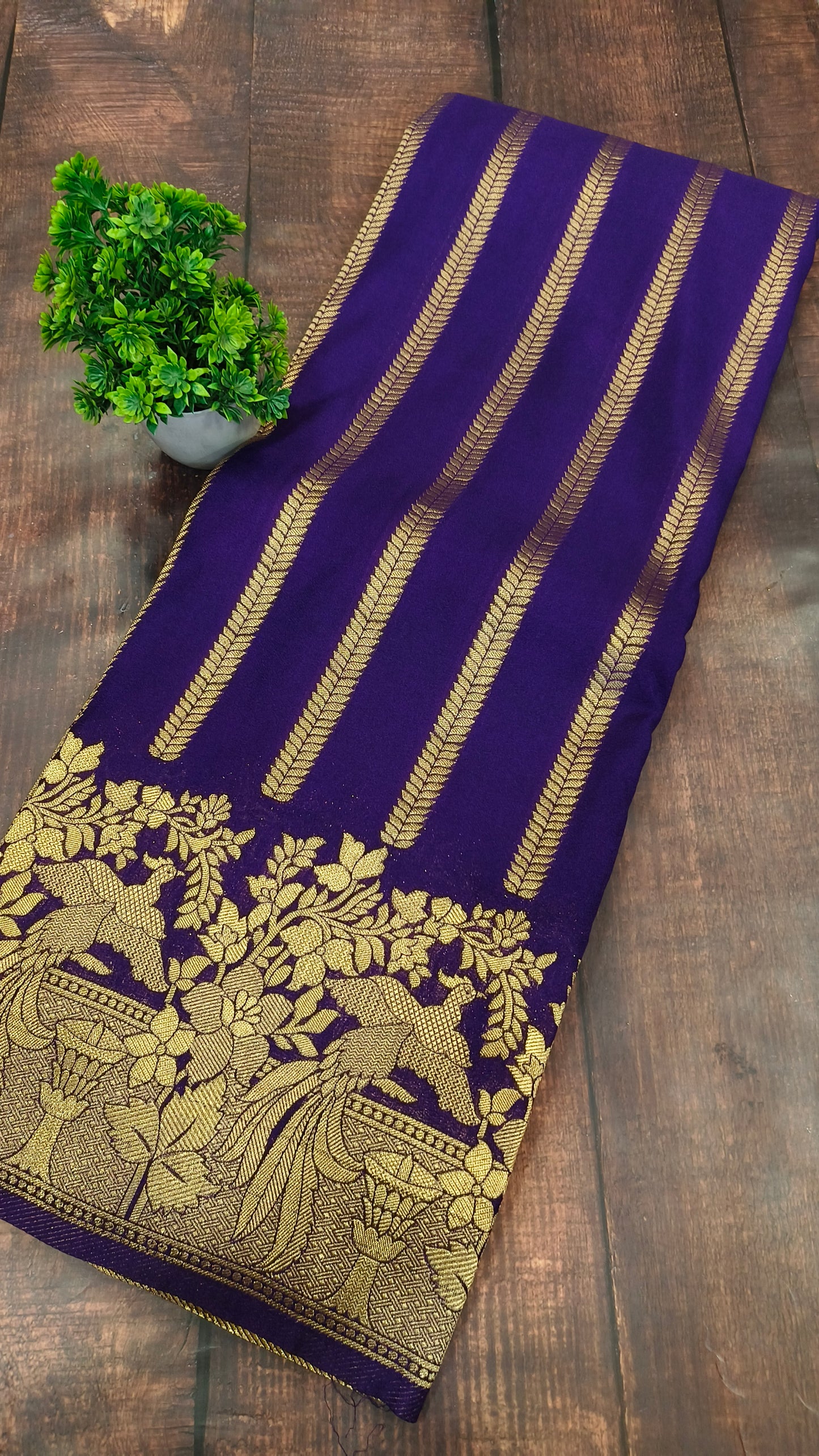 Purple Banarasi silk Georgette saree