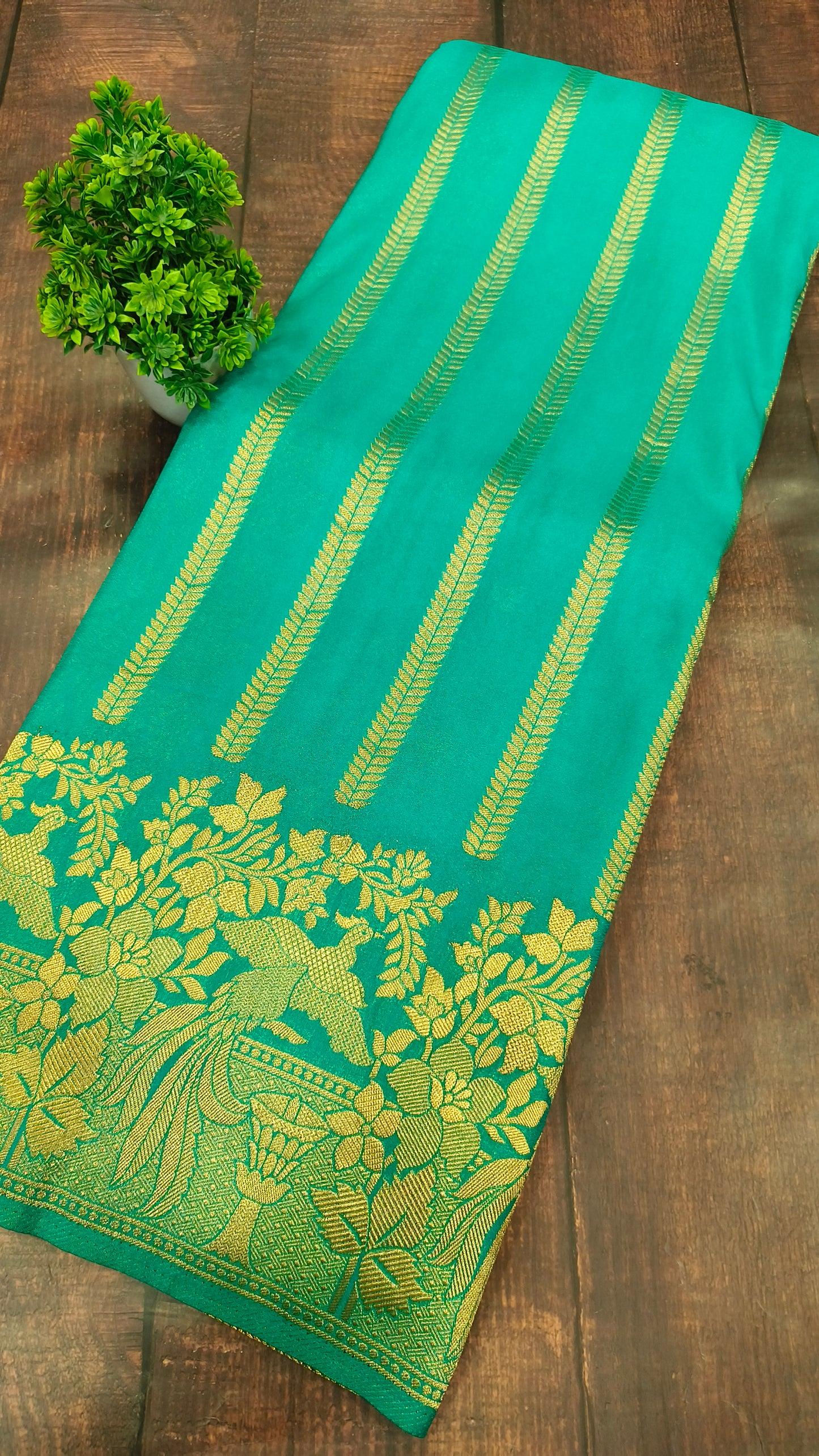 Sea blue Banarasi silk Georgette saree