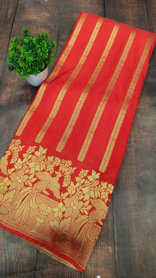 Red Banarasi silk Georgette saree