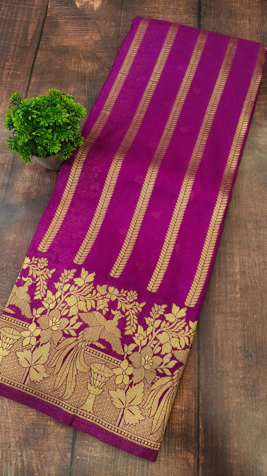 Megenta Banarasi silk Georgette saree