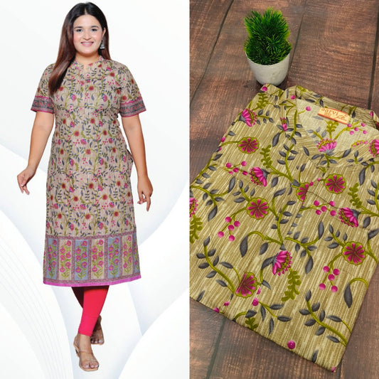 Beige cotton side cut kurti