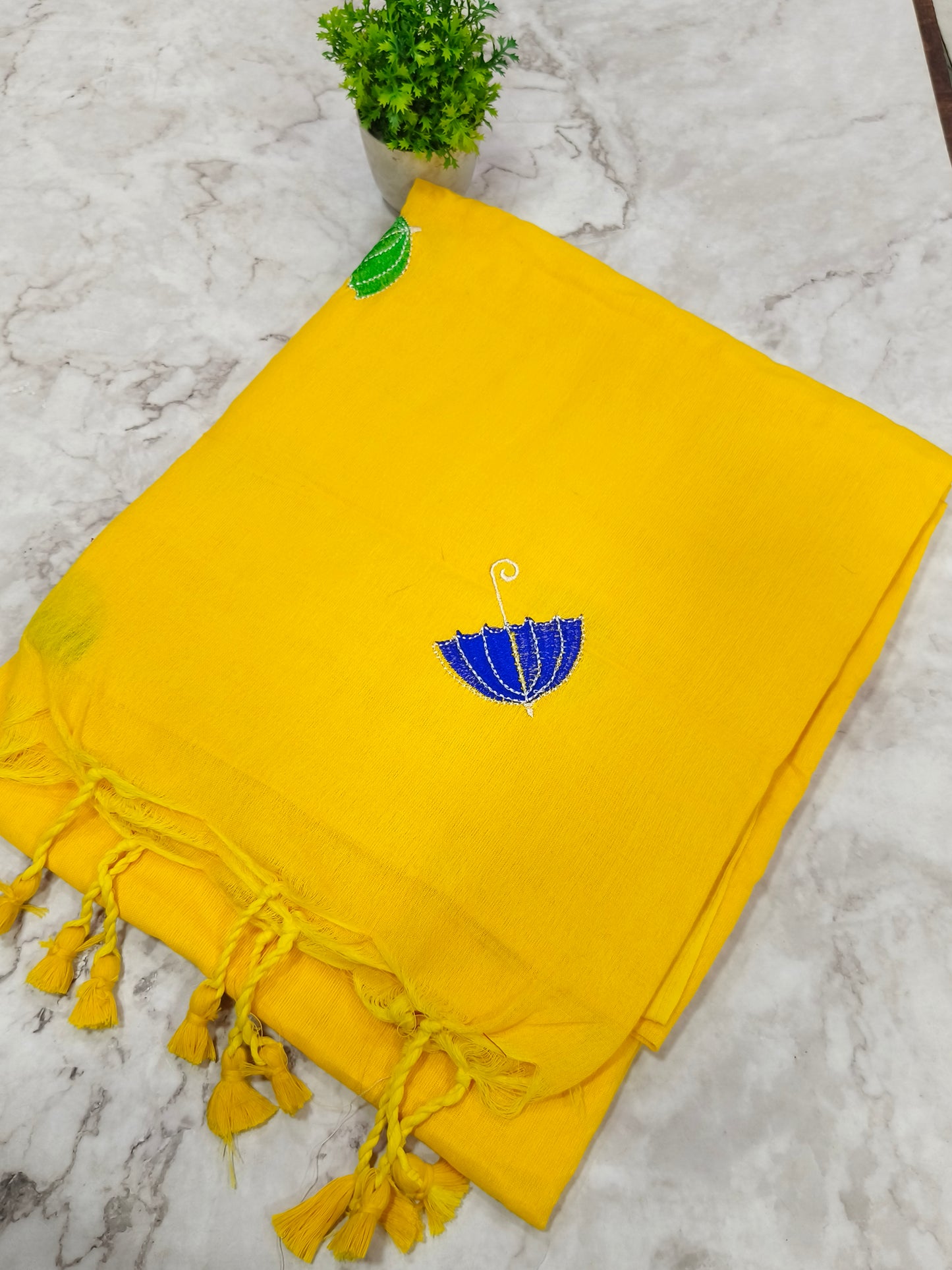 Yellow Khadi cotton saree