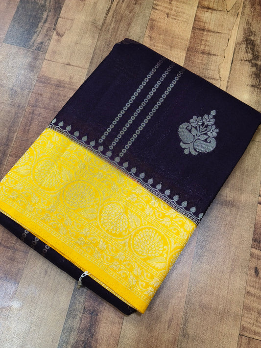 Black with yellow Silk georgette saree