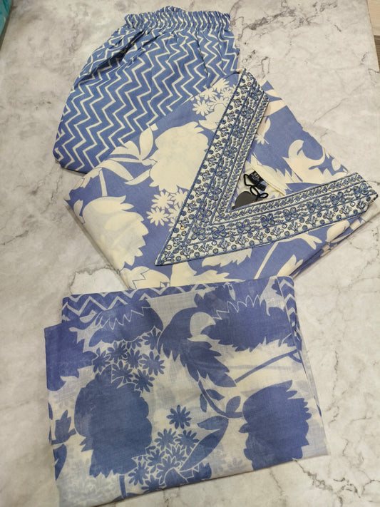 Blue  Cotton sets with duppata