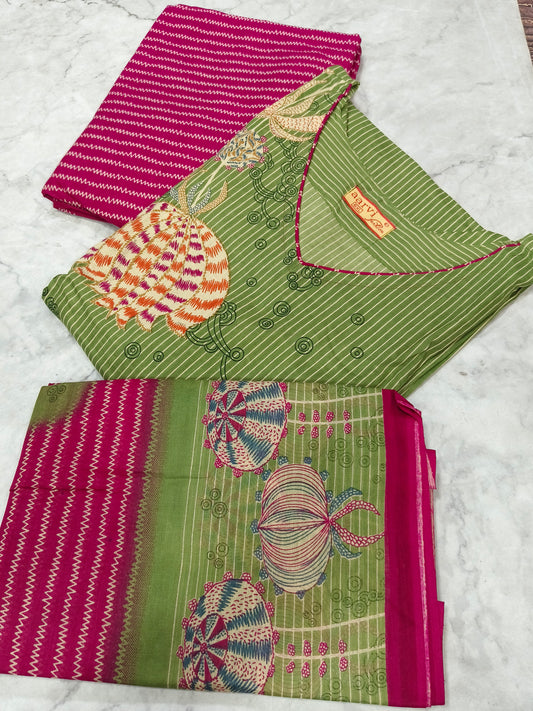 Green Aarvi Pure Cotton Suit