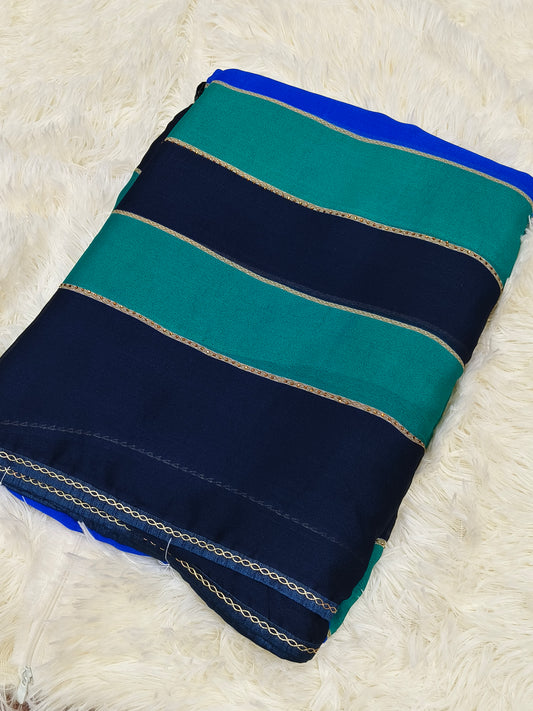Teal Blue designer georgette saree