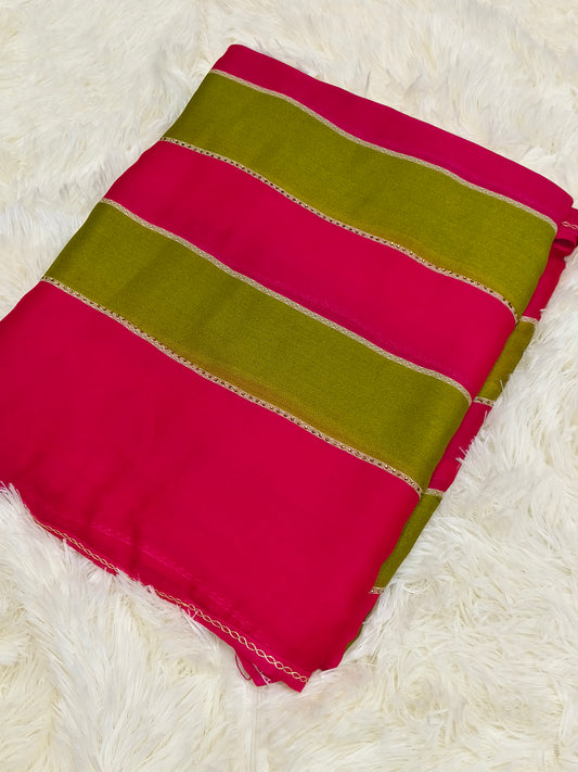Pink with Green designer georgette saree