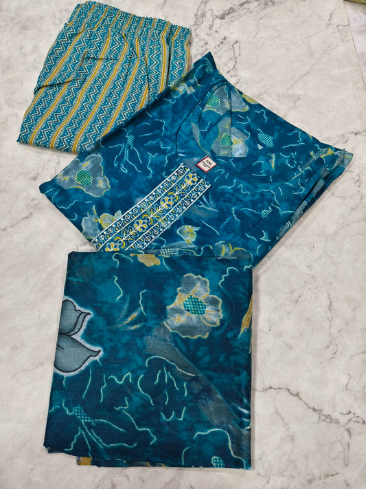 Peacock Blue Pure Cotton sets with duppata