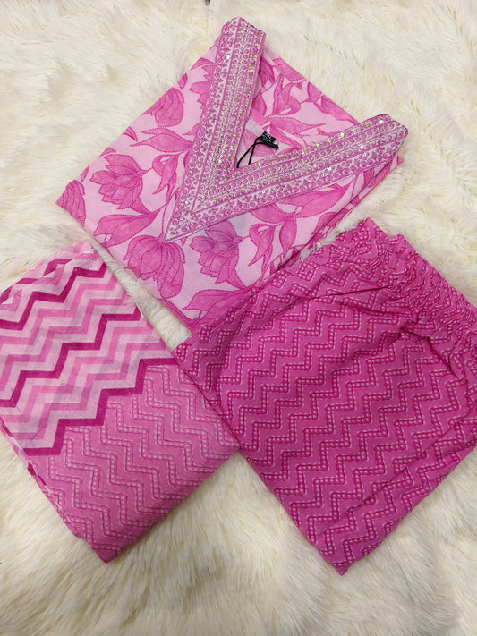 Baby pink Cotton sets with duppata